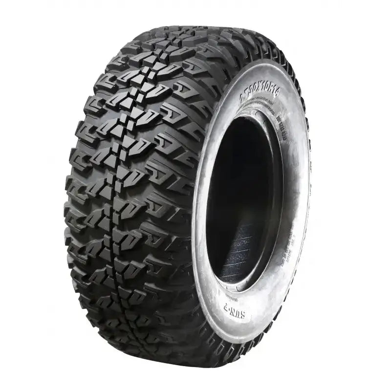 Atv Dekk 30x10R14 Sunf A-045, skrått sett forfra med fokus på det grove mønsteret for optimalt terrenggrep.
