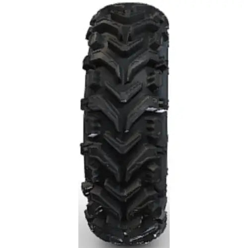 Atv Dekk 23x8-10 BKT W207, nærbilde forfra som viser det dype V-formede mønsteret og grove spor.