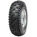 Atv Dekk 22x7-10 Duro DI-2012 Power Trail, skråvisning som fremhever knastedesignet og sølvfarget felg mot hvit bakgrunn.