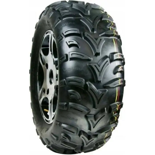Atv Dekk 26x9-14 Duro DI-2036 Kaden, side- og frontvinkel som viser grovt terrengmønster og sort felg.