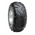Atv Dekk 16x8-7 Duro DI2003 Black Hawk, skråvisning som fremhever grove mønstre og sølvfarget felg mot hvit bakgrunn.