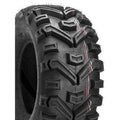 Atv Dekk 24x9-11 Duro DI2010 Buffalo, frontvisning med grovt mønster og røde samt hvite striper på slitebanen.