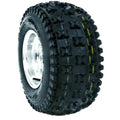 Atv Dekk 19x6-10 Duro DI2012, skrå forfra med markert knastedesign, gule striper og reflekser i felgen.