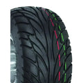 Atv Dekk 20x10-9 Duro DI2020 Scorcher, nærbilde forfra med tydelig mønster og røde og grønne striper på slitebanen.