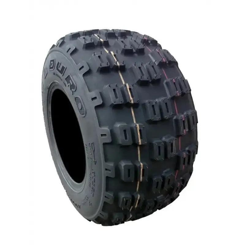 Atv Dekk 16x6.5 Duro DI2040, skråvinkel som viser grovt rektangulært mønster og tydelige sidebokstaver.
