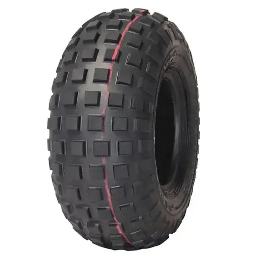 Atv Dekk 145/70-6 Duro HF240B sett skrått forfra med tydelig knastemønster og rød stripe langs midten.