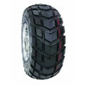 Atv Dekk 21x7-10 Duro HF247 med v-formet grovmønster og rød stripe langs slitebanen, sett fra siden.