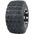 Atv Dekk 18x9.50 Hakuba P316, skråvisning som fremhever det markante knastemønsteret og blank metallfelg.