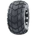 Atv Dekk 18x9.50 Hakuba P343, skråvinklet visning som fremhever V-formet mønster og solid gummistruktur.