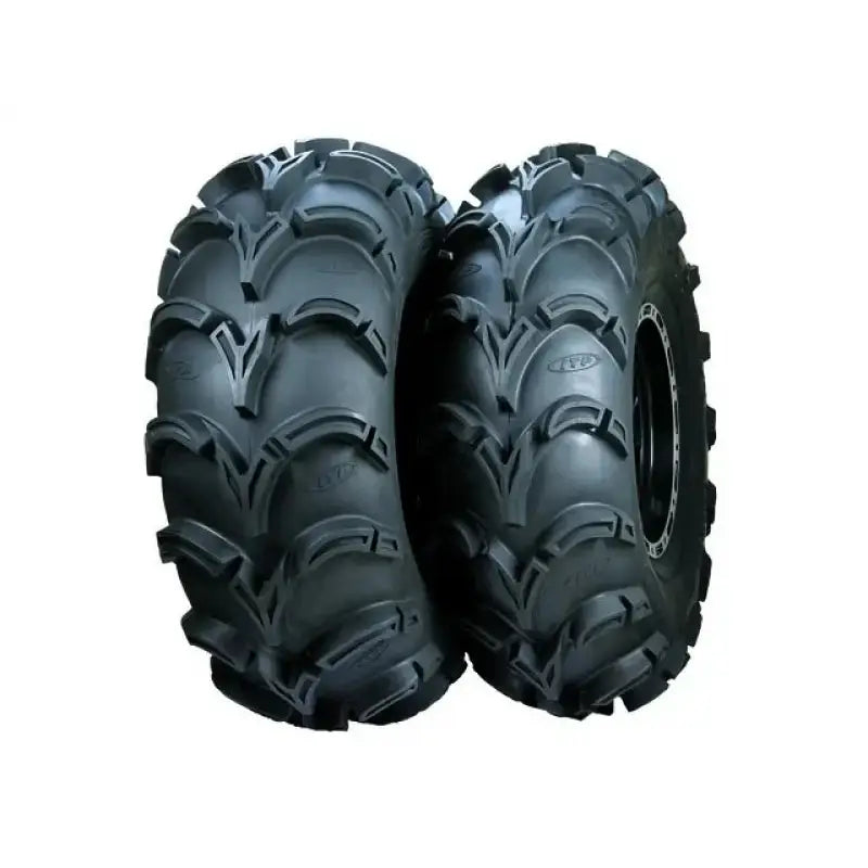 Atv Dekk 27x10-14 ITP Mud Lite XL, skråvisning som fremhever det grove, dype mønsteret i svart gummi.