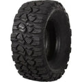 Atv Dekk 23x8-12 ITP Ultracross, skråvisning med fokus på grove mønsterspor og forsterkede sidekanter.