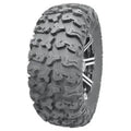 Atv Dekk 28x10-14 Journey, skråvisning som fremhever store terrengknaster og sølvfarget felg med eiker.