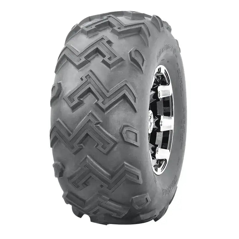 Atv Dekk 23x8-11 Journey P306, trekvart visning som fremhever sikksakk-mønster og blank kromfelg mot hvit bakgrunn.