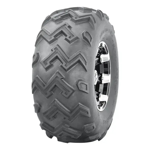 Atv Dekk 23x8-11 Journey P306, trekvart visning som fremhever sikksakk-mønster og blank kromfelg mot hvit bakgrunn.
