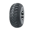Atv Dekk 25x13-9 Journey P308, skråvisning som fremhever dype spor og sølvdetaljer på svarte felger.