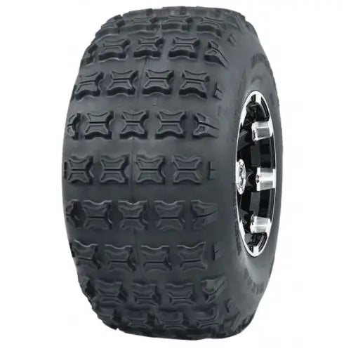 Atv Dekk 19x9.50 Journey P316, skråvisning som fremhever grovt mønster og felg med sorte og krom detaljer.