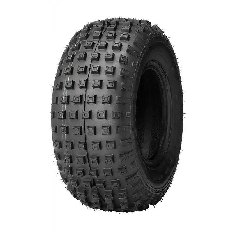 Atv Dekk 16x8-7 Journey, sort gummi med firkantet knastemønster, vinklet mot høyre på hvit bakgrunn.