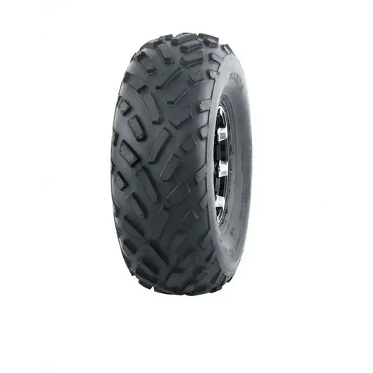 Atv Dekk 19x7-8 Journey P340, skråvisning som fremhever dype spor og synlig felg mot hvit bakgrunn.