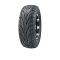Atv Dekk 26x10-14 Journey P349, skråvisning som fremhever slitebanens brede spor og felgens detaljer.