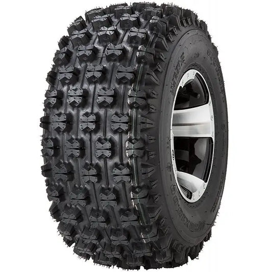 Atv Dekk 20x10-9 Journey P357 med grove knaster, montert på sølvfelg og vist fra skrå vinkel.