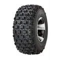 Atv Dekk 22x10-10 Journey P357, sidevisning som fremhever det grove knastemønsteret og felgens metalliske glans.