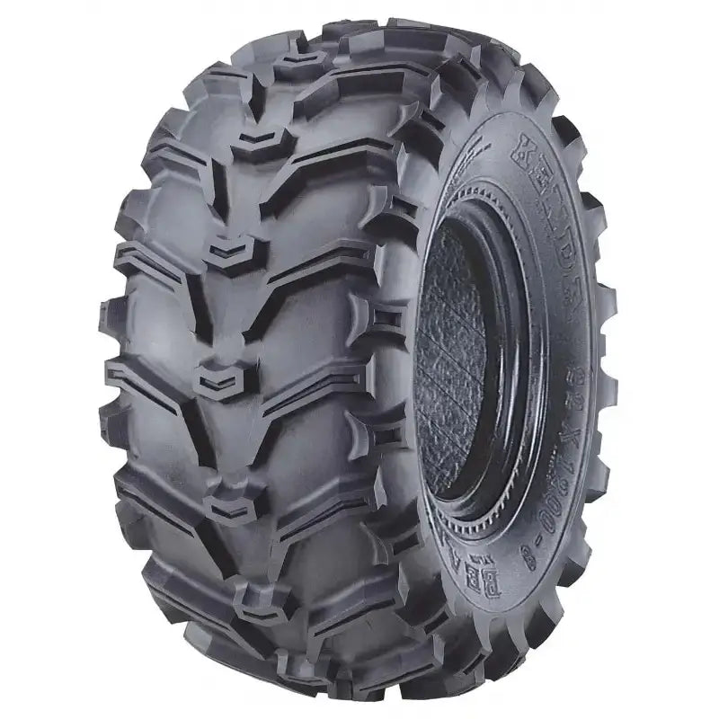 Atv Dekk 24x9-11 Kenda Bear Claw K299, skråvisning som fremhever de dype knastene og det grove terrengmønsteret.