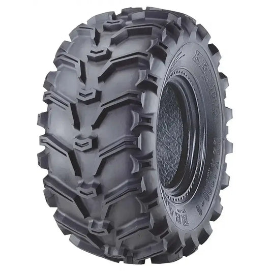 Atv Dekk 24x10-11 Kenda Bear Claw K299X, skråvisning som fremhever det grove mønsteret for optimalt terrenggrep.