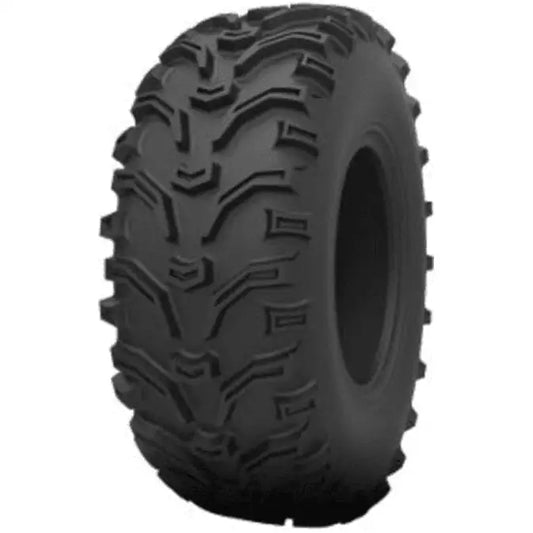 Atv Dekk 24x11-10 Kenda Bearclaw, side- og frontvinkel som fremhever det dype, grove mønsteret for terrenggrep.