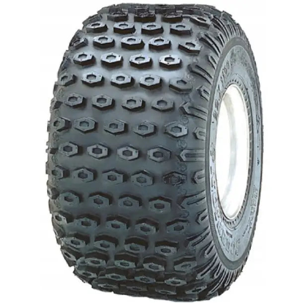 Atv Dekk 16x8-7 Kenda K290, skråvisning som fremhever sekskantet knastemønster og delvis synlig hvit felg.