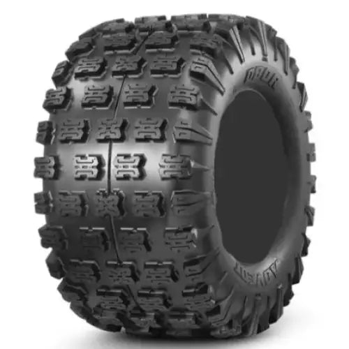 Atv Dekk 22x10-8 Kenda K300, skråvisning som fremhever det grove terrengmønsteret og solide sidevegger.