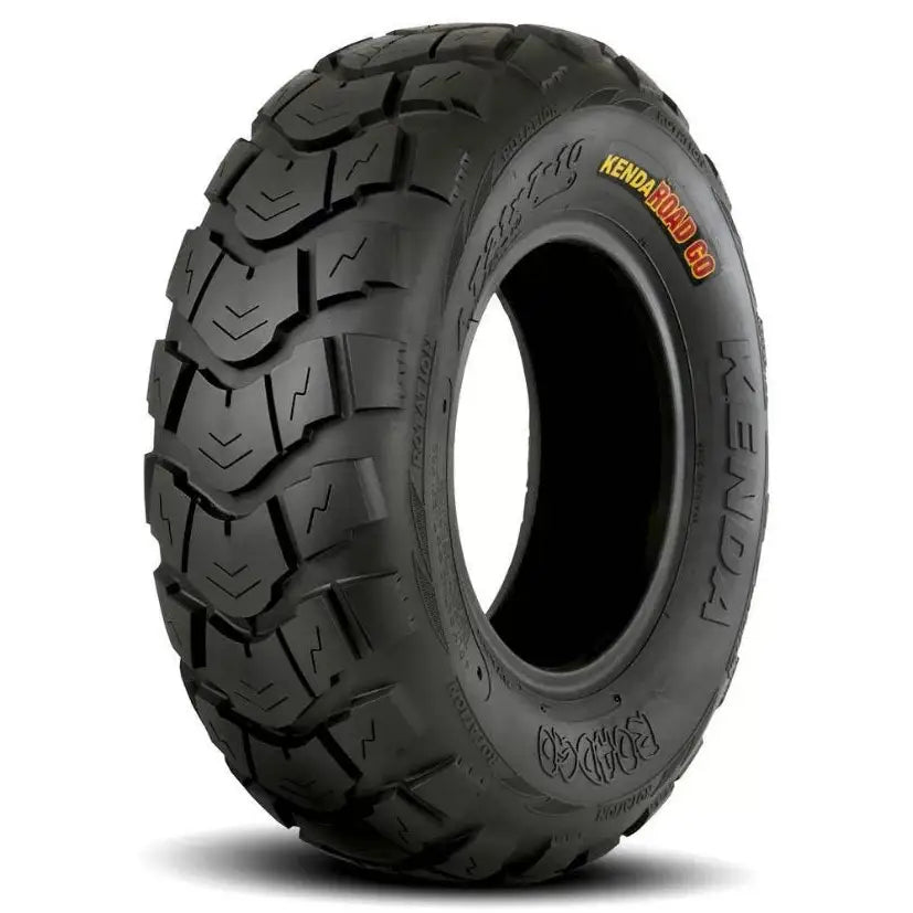 Atv Dekk 21x7-10 Kenda ROAD GO K572, skrå frontvisning som fremhever grovt mønster og fargerik sidevegg.