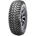 Atv Dekk 28x10-14 Maxxis Liberty ML3, vinklet sidevisning som fremhever grovt mønster og blanke svarte felgdetaljer.