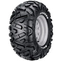 Atv Dekk 29x11-14 Maxxis BigHorn, skråvisning som fremhever grovt mønster, sølvfelg og hvit dekkside-tekst.