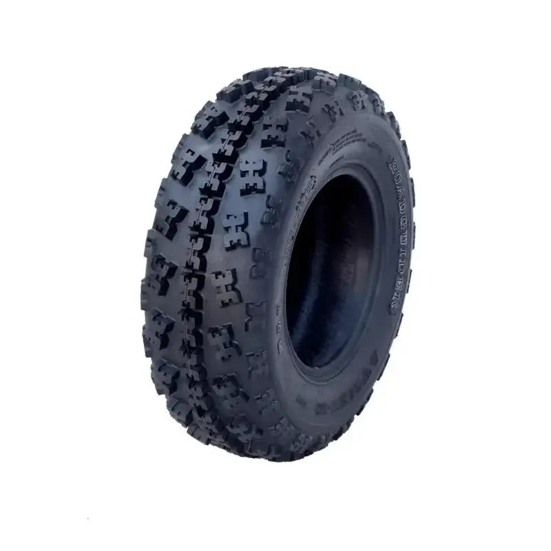 Atv Dekk 23x7-10 Roadguider Eos Front, skråvisning som fremhever det grove mønsteret og den solide gummikvaliteten.