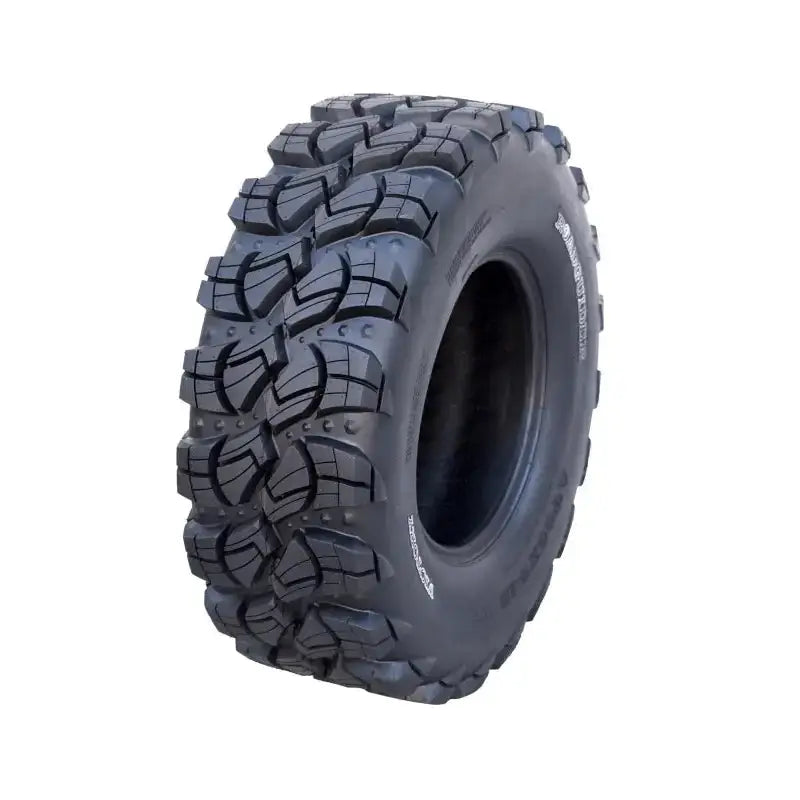 Atv Dekk 29x9-14 Roadguider Victrory, skråvisning som fremhever dypt terrengmønster og hvit tekst på sideveggen.