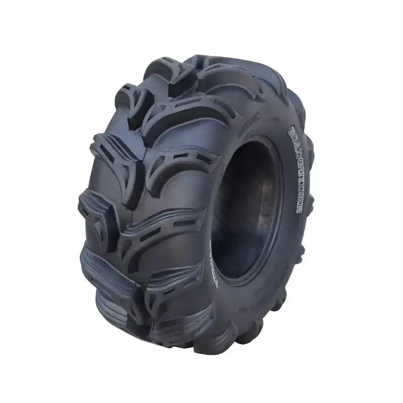 Atv Dekk 27x11-14 Roadguider Vulcan sett skrått fra siden, viser dype spor og tydelig hvit tekst på dekksiden.