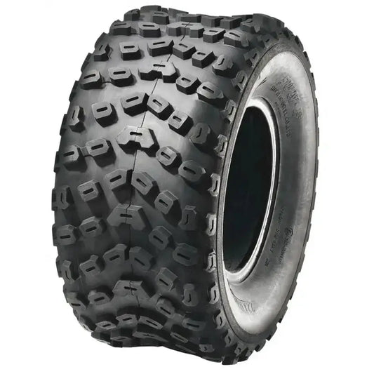 Atv Dekk 22x11-10 Sunf A-005, skrå forfra med tydelig grovt terrengmønster og markerte knaster mot hvit bakgrunn.