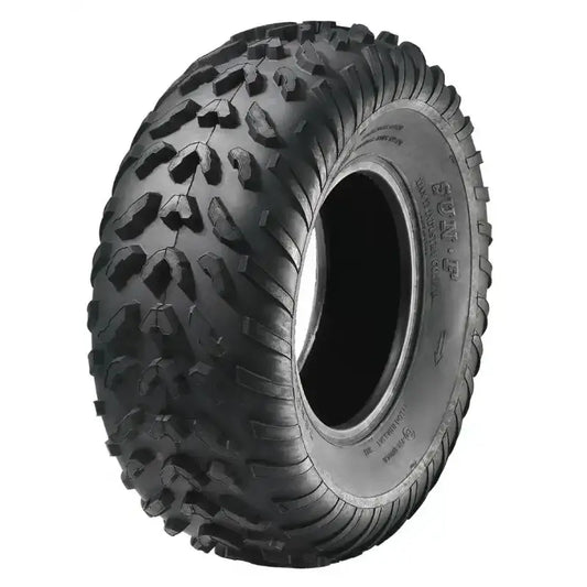 Atv Dekk 18x7-7 Sunf A-007 med dype spor og markerte knaster, vist fra skrå vinkel mot hvit bakgrunn.