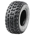 Atv Dekk 22x7-10 Sunf A-017, halvprofil som fremhever de store, kantete knastene i slitebanen mot hvit bakgrunn.