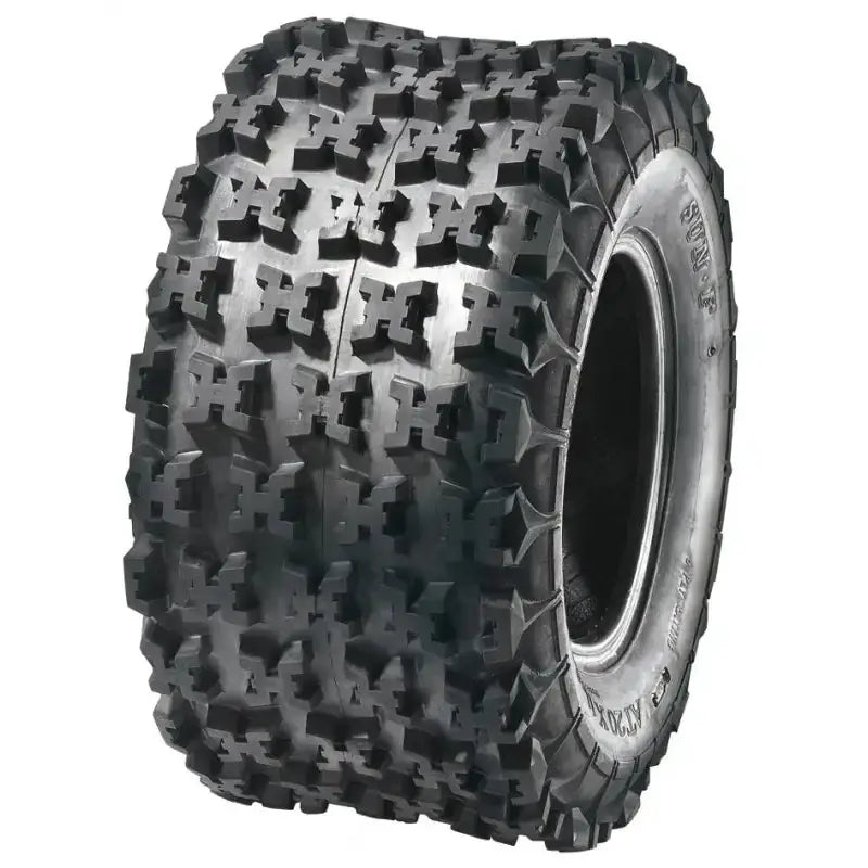 Atv Dekk 23x11-9 Sunf A-027R, tredels vinkel som fremhever det grove knastemønsteret for krevende terreng.