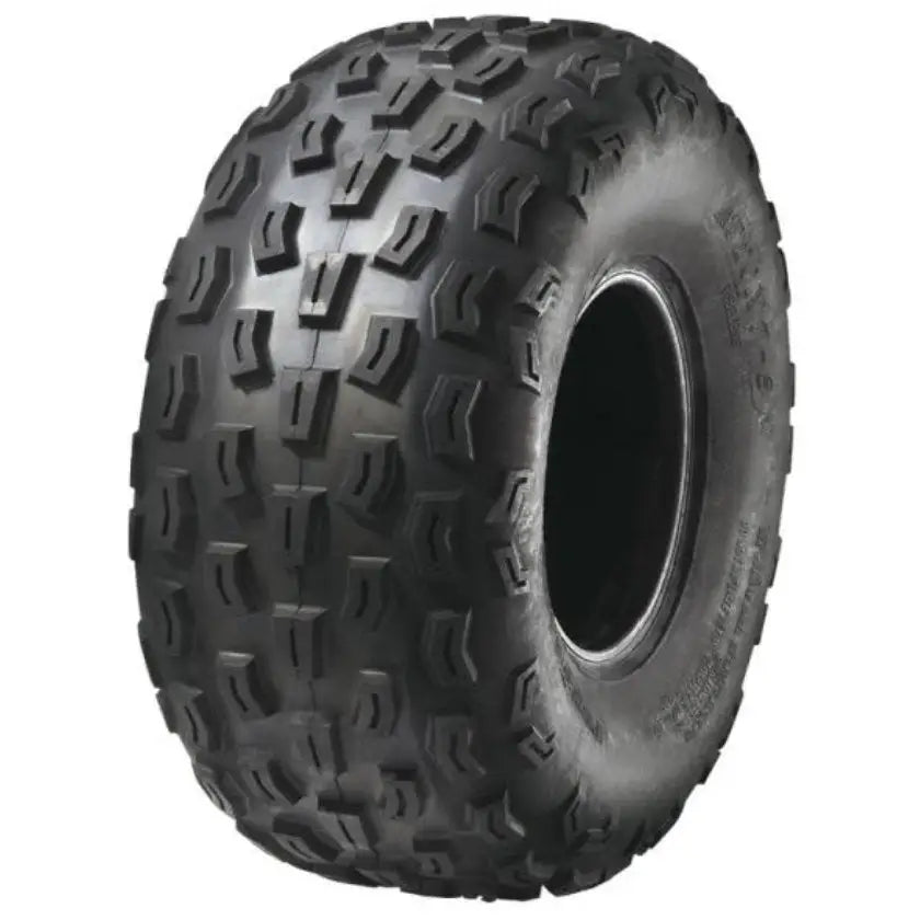 Atv Dekk 20x7-8 Sunf A-029, skråvisning med markerte knaster og grovt terrengmønster mot hvit bakgrunn.