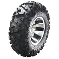 Atv Dekk 24x9-11 Sunf A-033, skrå visning som fremhever grovt mønster og sølvfarget felg med svarte detaljer.