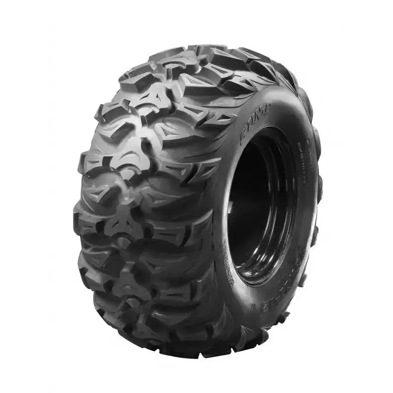 Atv Dekk 26x9-12 Sunf A-040, skråvisning som fremhever det dype mønsteret og dekkets grove terrengprofil.