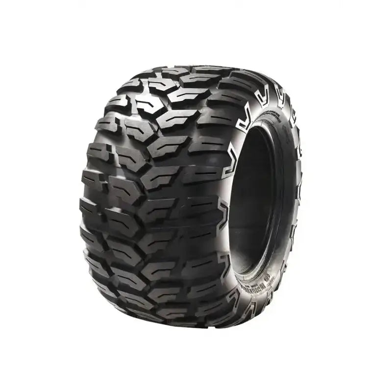 Atv Dekk 25x10R12 Sunf A-043, skråvisning som fremhever det grove slitebanemønsteret og de dype sporene for grep.