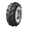 Atv Dekk 25x10-12 Sunf A-050, skråvisning som fremhever felg og dype vinklete mønsterblokker i slitebanen.