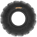 Atv Dekk 21x7-8 Sunf A003, frontbilde med grovt mønster, oransje logo og markerte sidekanter synlig.