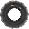 Atv Dekk 20x10-10 Sunf A004, frontbilde som fremhever grove knaster og gul SUNF-logo på dekksiden.