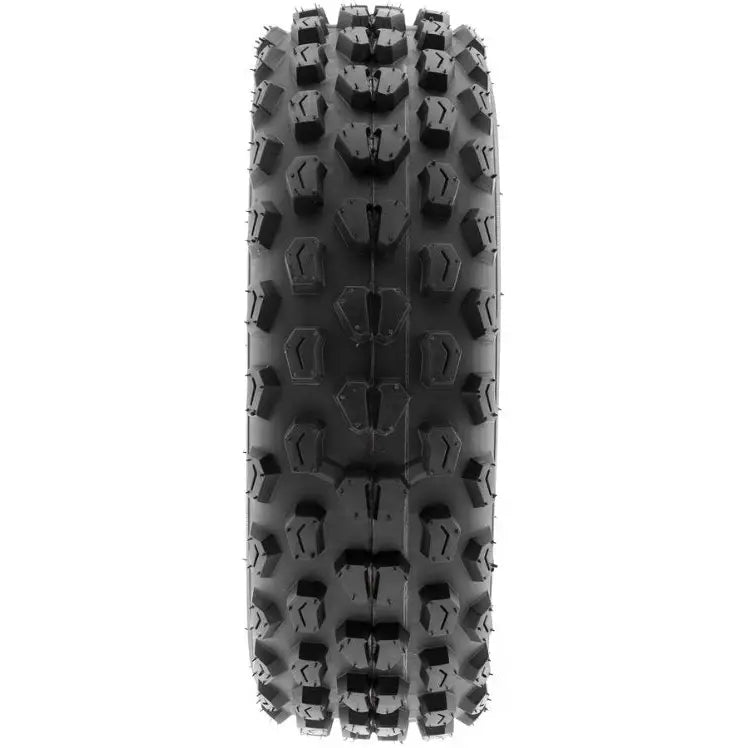 Atv Dekk 22x7-10 Sunf A017 sett forfra, viser grove knaster og detaljert mønster på hele slitebanen.