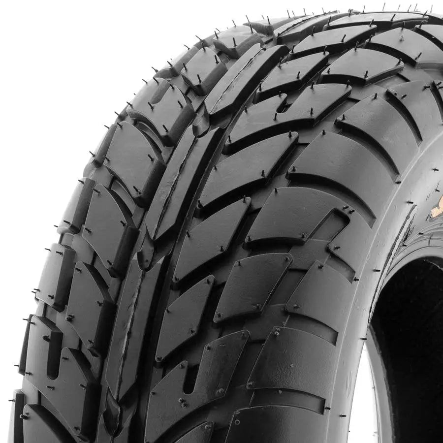 Atv Dekk 20x10-10 Sunf A021, nærbilde fra skrå vinkel som fremhever mønster, gummipigger og overflatetekstur.