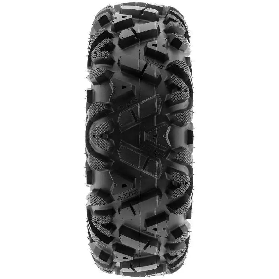 Atv Dekk 25x11-12 Sunf A033, frontbilde som fremhever de dype knastene og det grove mønsteret for optimalt grep.